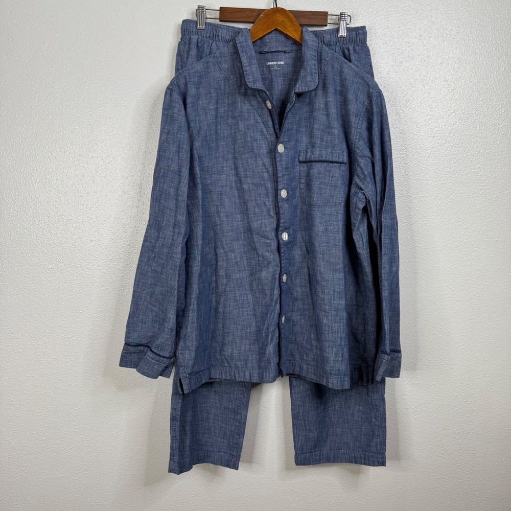 Lands' End Chambray Style Men's Pajama Set‎ Size M/L